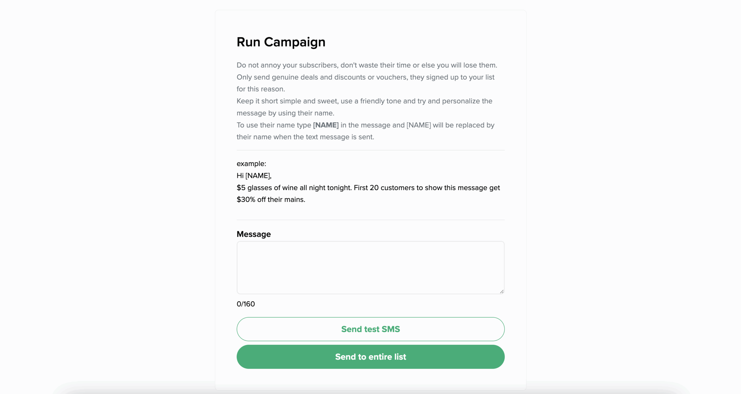 Restaurant SMS customer retention loyalty campaign