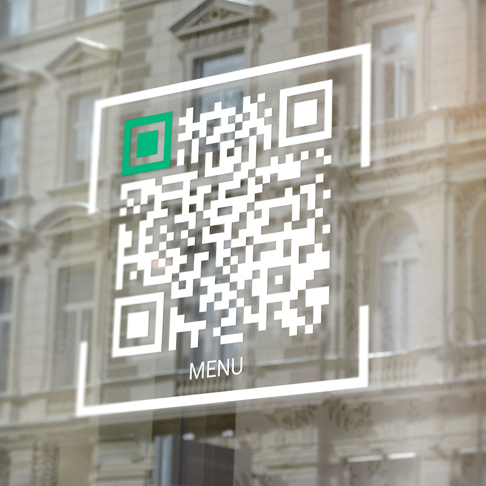 QR Code menu on restaurant window