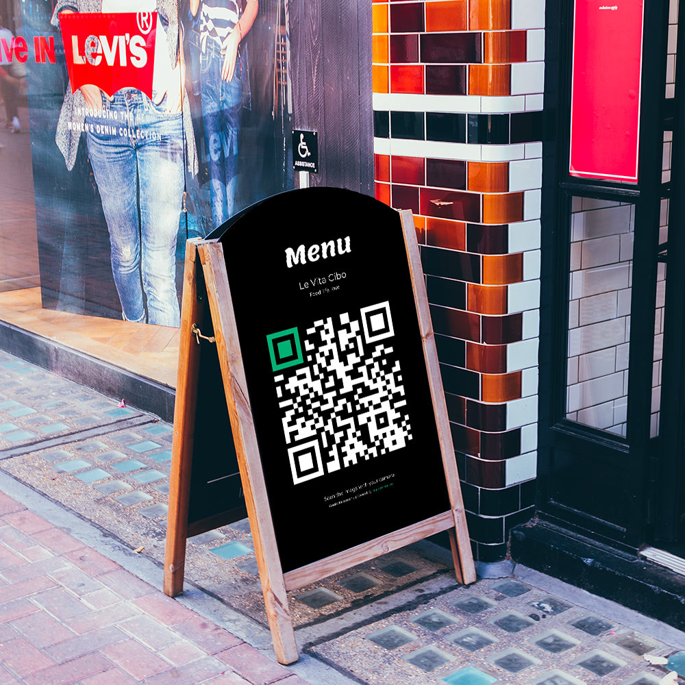 QR Code menu on outdoor signage